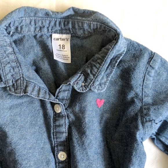 carter's cotton chambray peplum popover tunic top 18 months baby girl - Picture 2 of 6